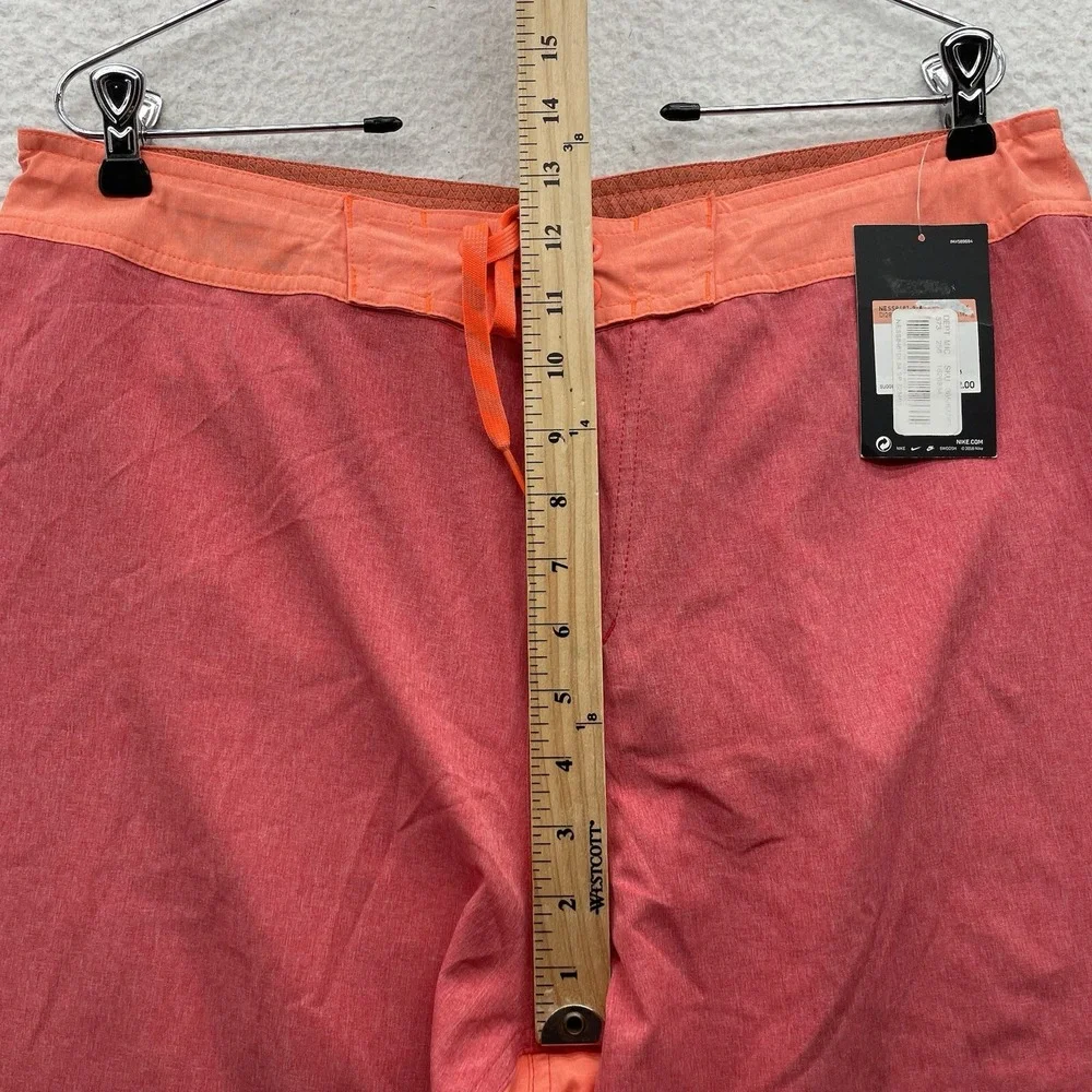 Nike Bathing Suit Mens 34 Red Orange Swoosh Drawstring Swim Shorts Athletic